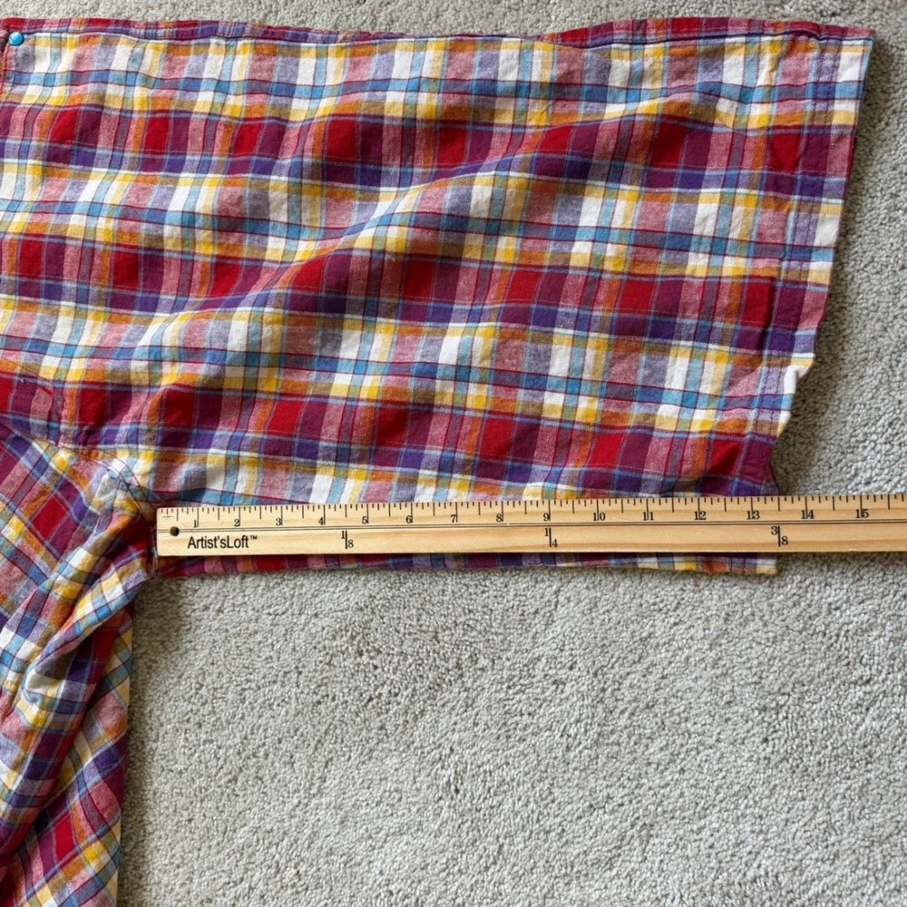 90's Members Property Plaid Shorts Sz 34 Multi Color Ramie Cotton Blend 90s